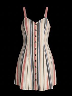 <NWT> Hint of Mint Striped Button-Front Sundress in Pink, Blue, Cream